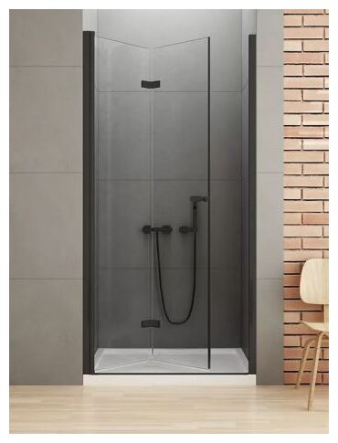 new trendy new soleo black drzwi prysznicowe wnękowe jednodrzwiowe prawe. szkło czyste 6mm 100x195 (d-0226a) - zdjęcie główne