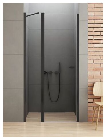 new trendy new soleo black drzwi prysznicowe wnękowe jednodrzwiowe. szkło czyste 6mm 90x195 (d-0241a) - zdjęcie główne