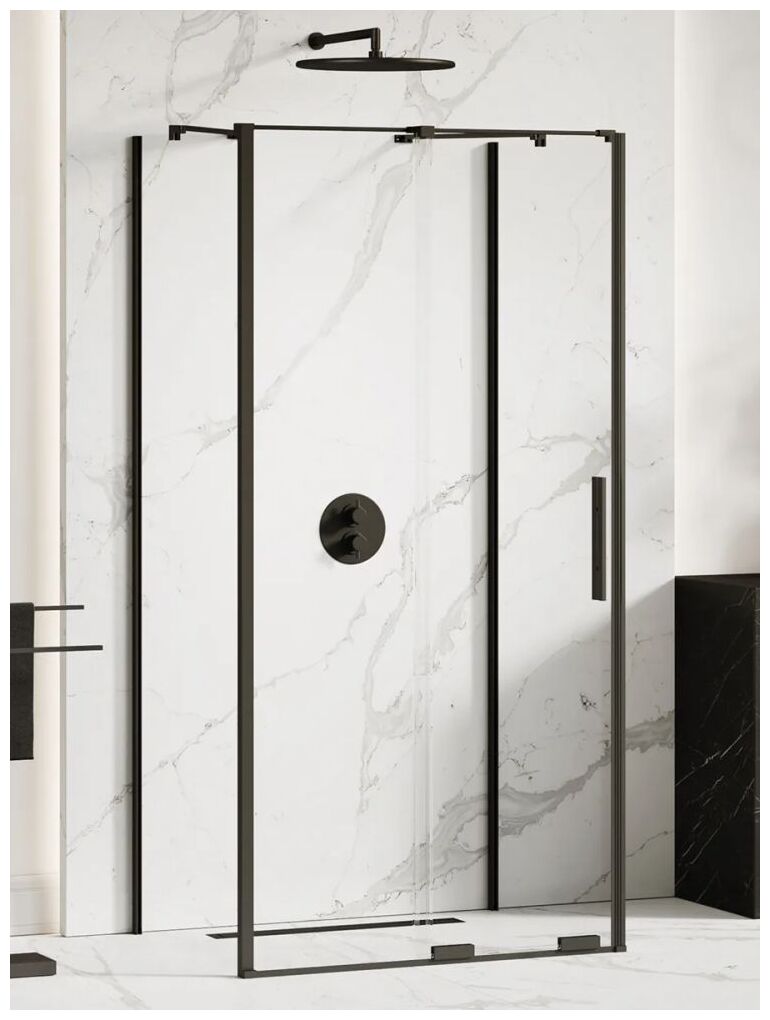 new trendy smart black kabina przyścienna. drzwi przesuwne szkło czyste 8mm 120x80x200 (exk-6649) - zdjęcie główne