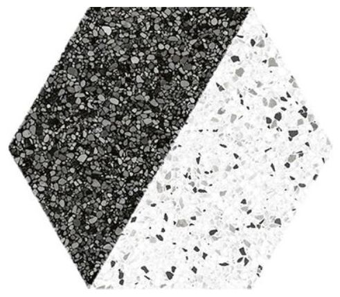 Czarny heksagonalny gres Onil Black Hexagon z matowym wykończeniem i wzorem lastryko