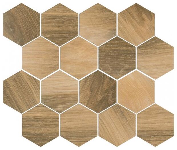 paradyż uniwersalna mozaika wood natural mix heksagon mat 22x25.5 - zdjęcie główne