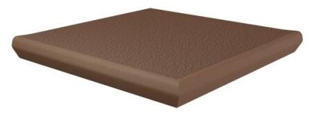 Duża stopnica klinkierowa Sundown Terra Kapinos 33x33 w matowym brązie z zaokrąglonymi krawędziami