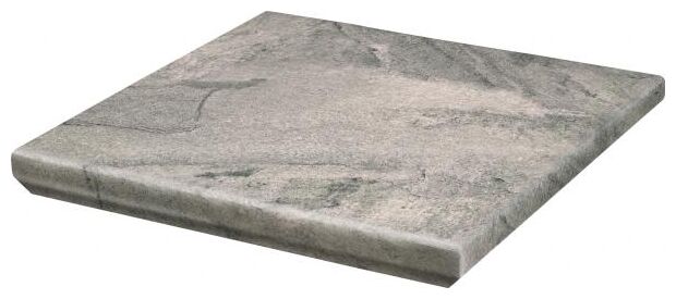 Mattone Pietra Grafit stopnica narożna Kapinos 33x33 z grafitowym wzorem i matowa powierzchnia