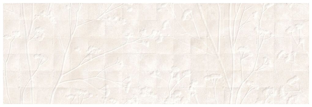 Beżowa płytka dekoracyjna Charme Bone Fleur z delikatnym roslinnym reliefem i matowym wykończeniem