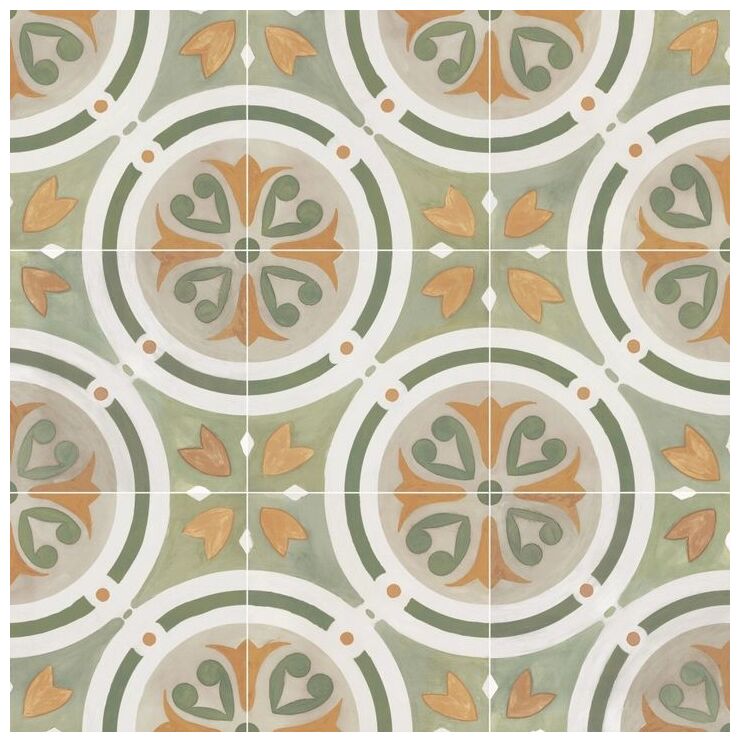 Matowa płytka Amber Green SP 22,3x22,3 z mozaikowym wzorem w odcieniach zieleni i beżu - zdjęcie nr: 3