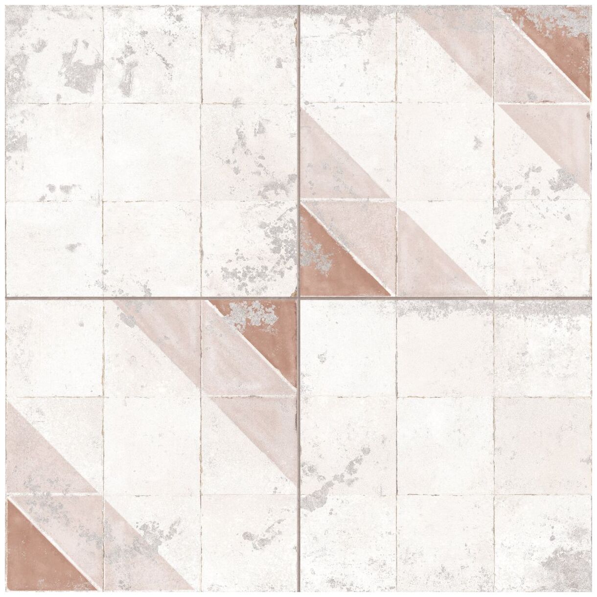 Duzy matowy gres hiszpański FS Marais z geometrycznym wzorem w odcieniach bieli i bezu