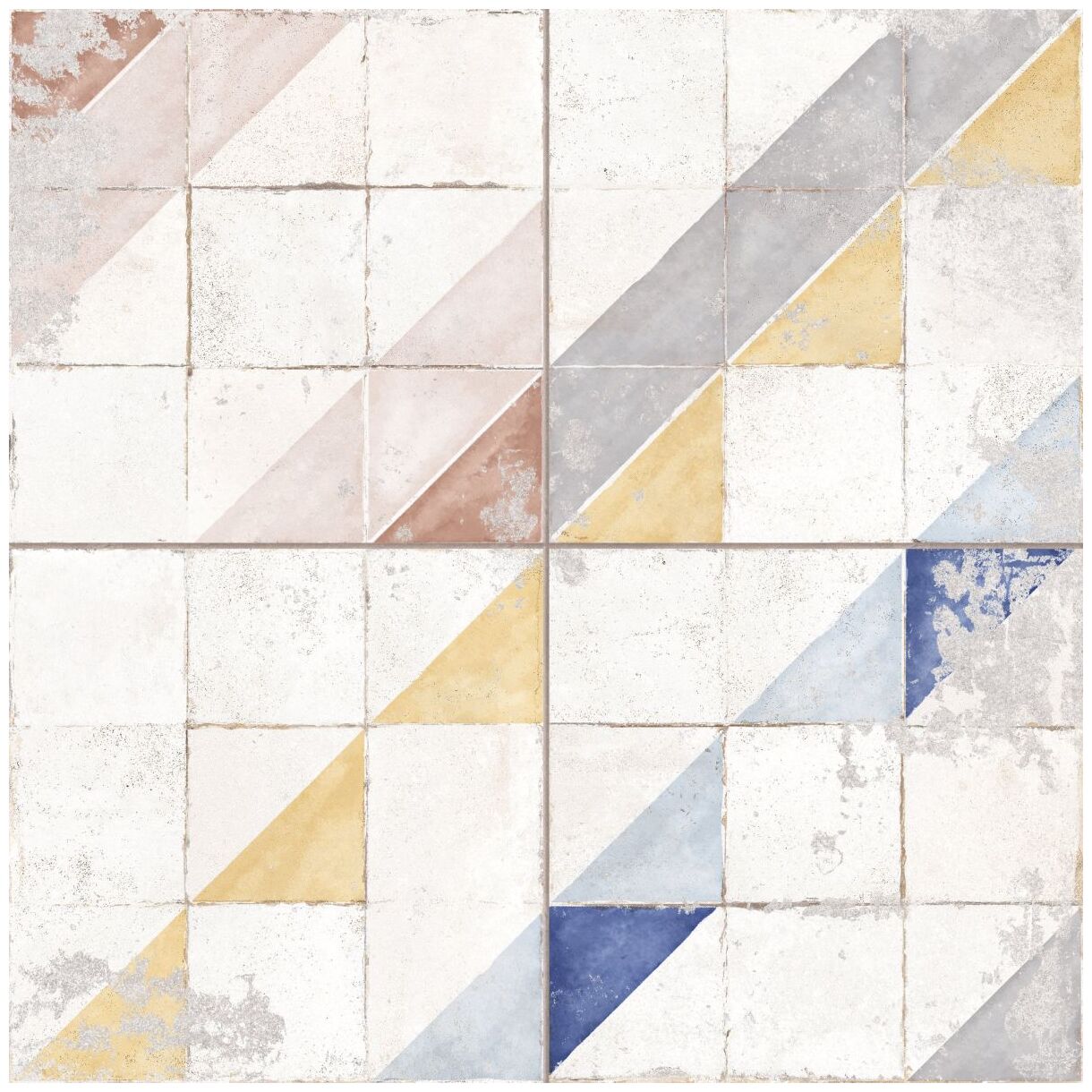 Duzy matowy gres hiszpański FS Marais z geometrycznym wzorem w odcieniach bieli i bezu - zdjęcie nr: 2