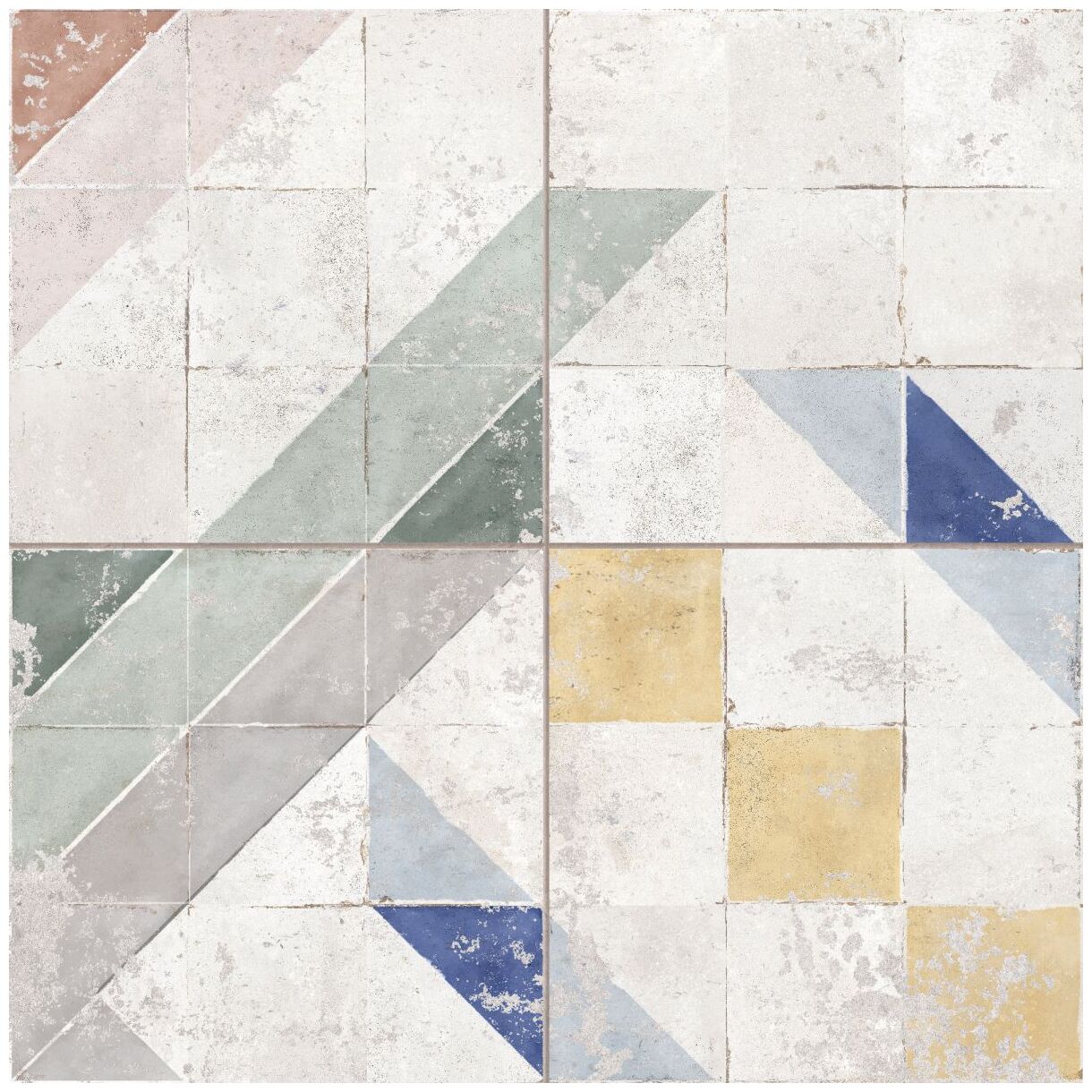 Duzy matowy gres hiszpański FS Marais z geometrycznym wzorem w odcieniach bieli i bezu - zdjęcie nr: 3