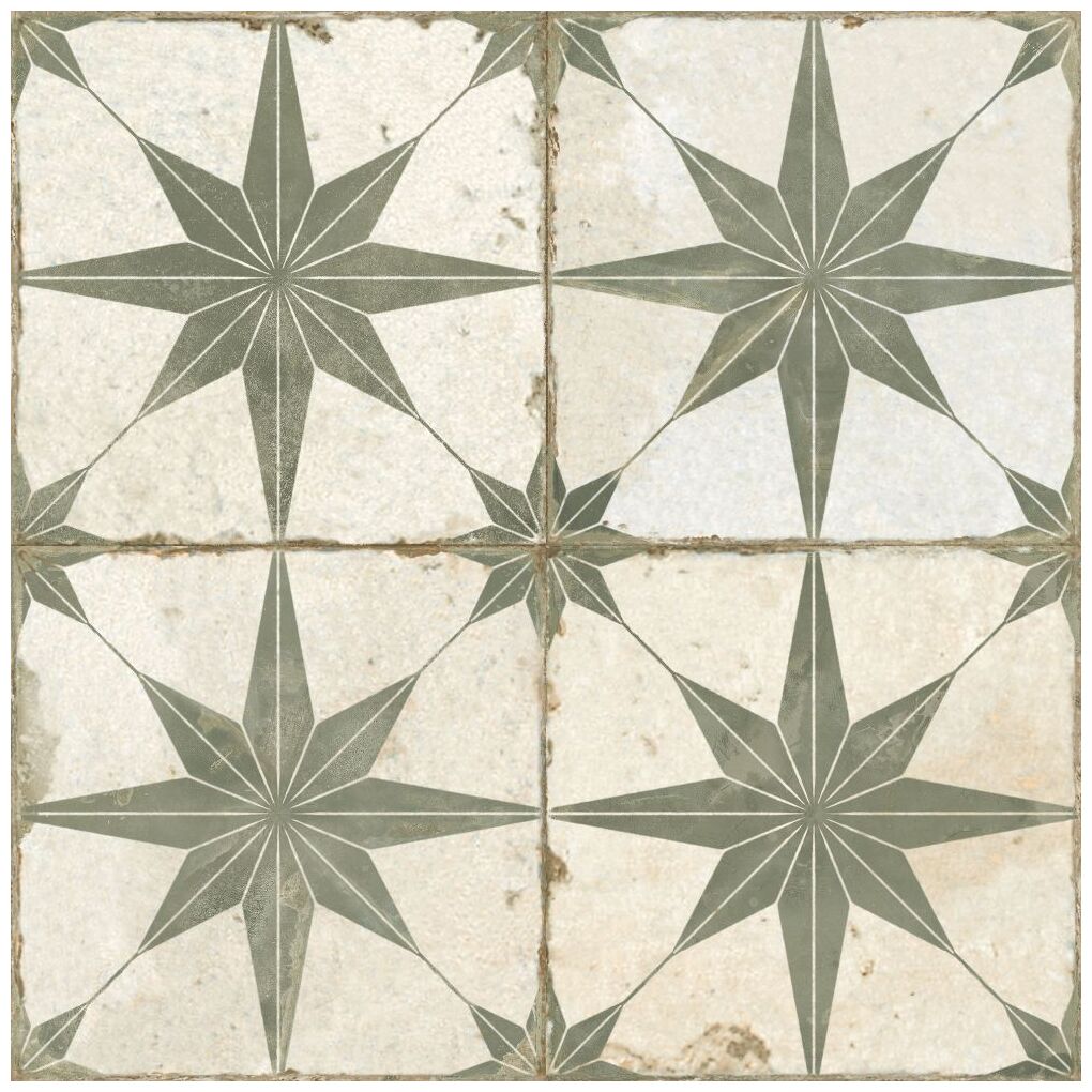 Płytka podłogowa FS Star Sage 45x45 z geometrycznym wzorem gwiazdy w zielonkawym odcieniu - zdjęcie nr: 3