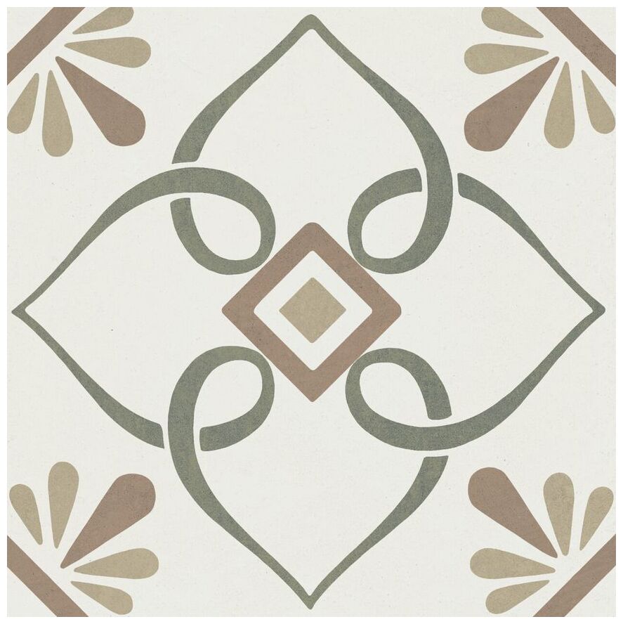 Peronda Duomo Artella Green Petals gres 22.3x22.3 (39383) - gres hiszpański w stylu vintage do salonu - zdjęcie nr: 2