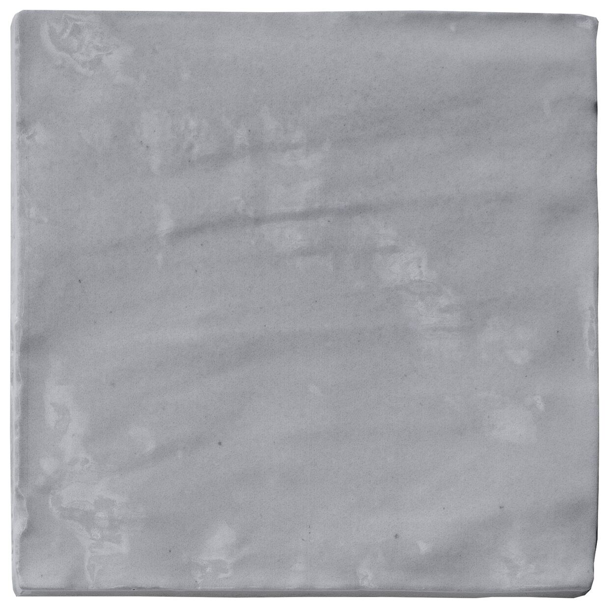 Mała błyszcząca płytka ścienna Riad Grey 10x10 cm w jasnoszarym kolorze z nieregularną fakturą