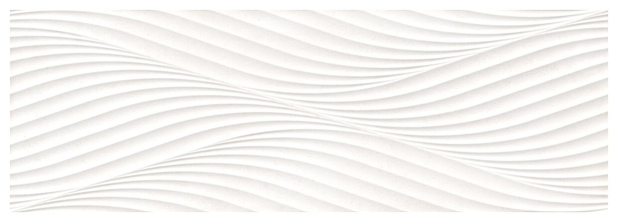 Biała matowa płytka Salines White Waves z delikatnym wzorem fal o wymiarach 33,3x100 cm