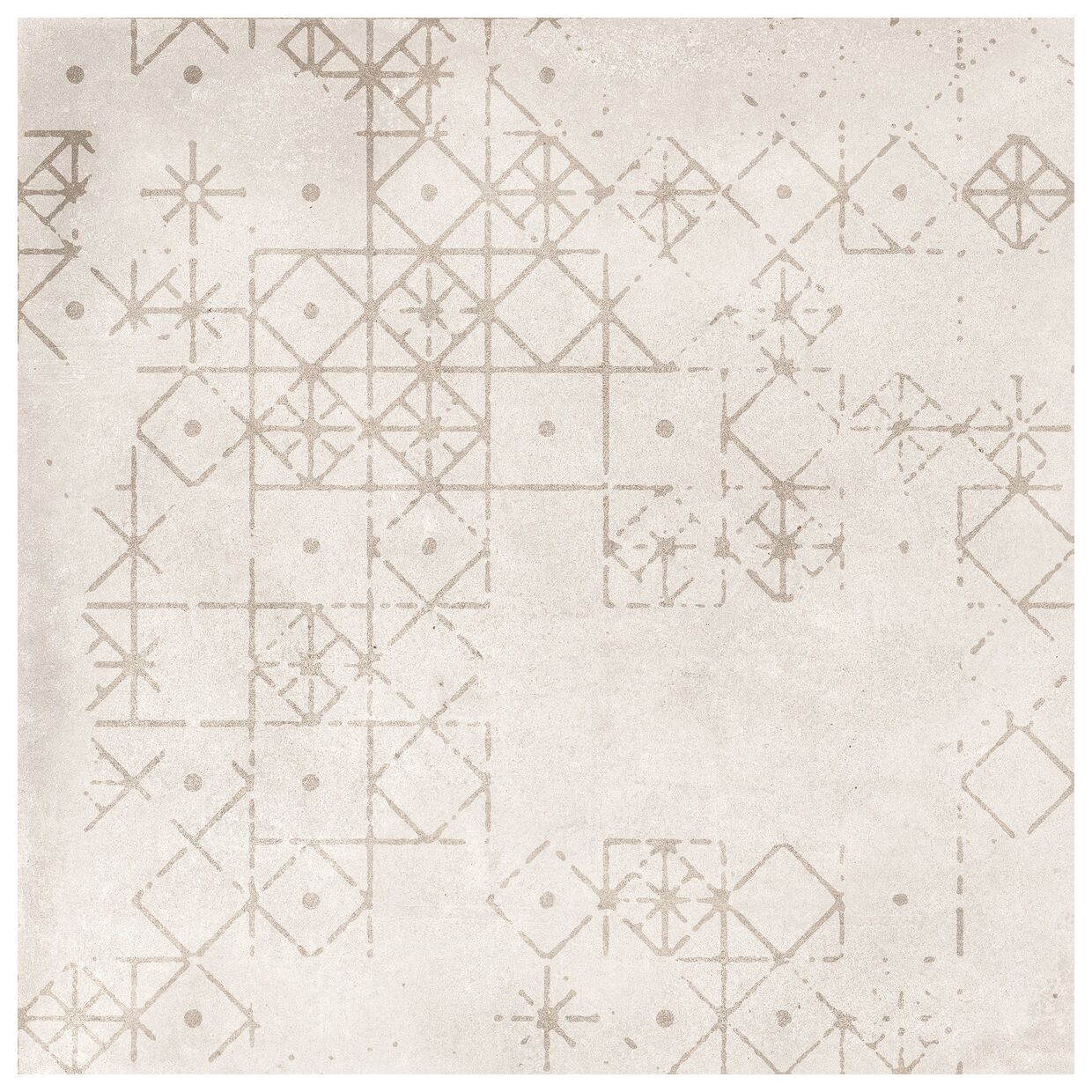 Matowa płytka dekoracyjna Motown B/R 60x60 o geometrycznym wzorze na jasnym tle