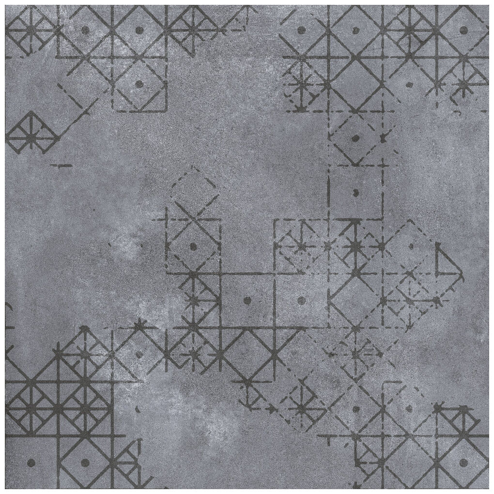 Matowa płytka dekoracyjna Motown N/R 60x60 z geometrycznym wzorem w odcieniach szarości