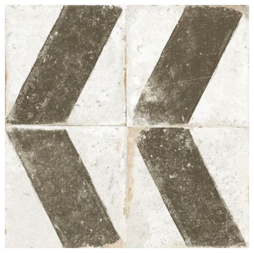 Matowa płytka FS Wabi Arrow 33x33 z geometrycznym wzorem jodełki w kontrastowych barwach