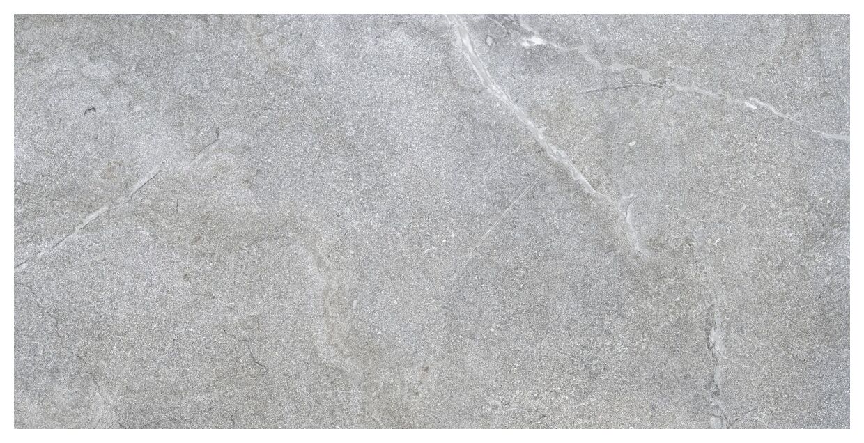 Matowy gres podłogowy Lucca Grey ALL IN ONE 60x120 z szarą strukturą przypominającą kamień