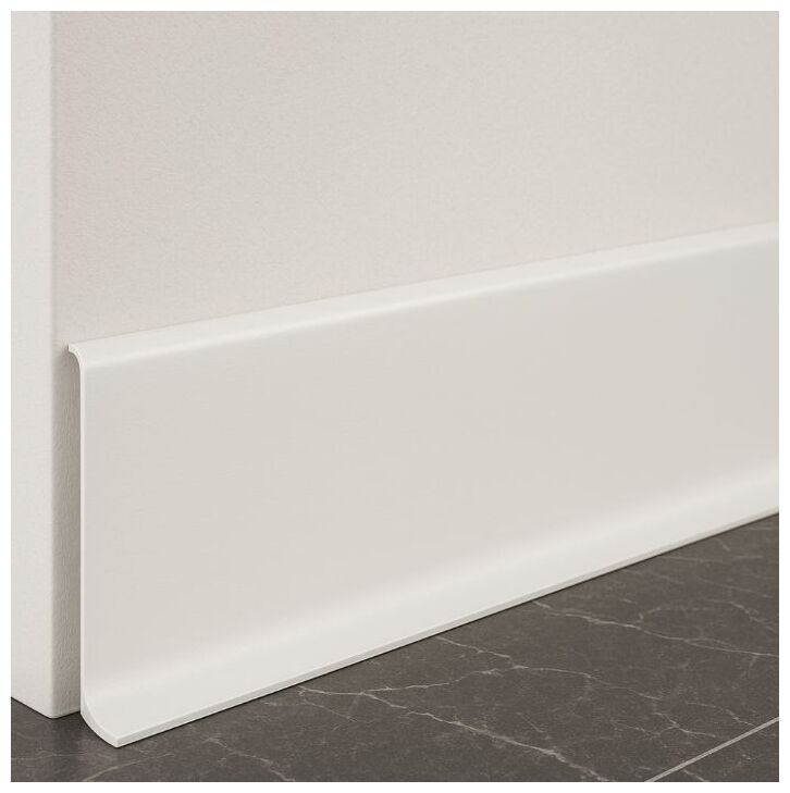 Biała listwa Alufit Aluminiowa AF080W o matowej powierzchni z zaokrąglonymi krawędziami