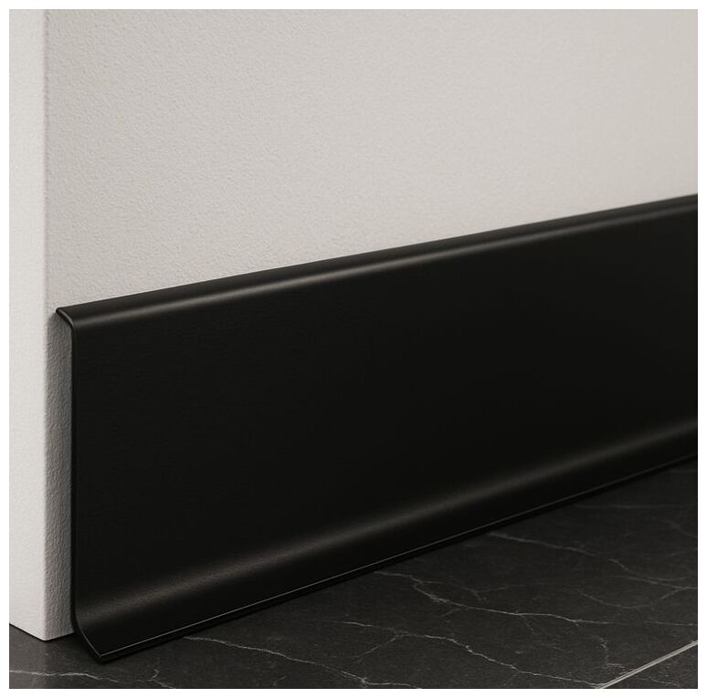 Czarna Alufit listwa Aluminiowa AF080B o matowym wykończeniu i smukłym profilu 250x8x1 mm