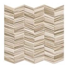 Beżowy gres w jodełkę Stonehenge Chevron Earth 44x44 na matowej powierzchni z efektem betonu