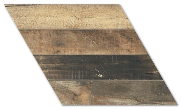 Brązowy gres Diamond Pallet Tobacco Chevron Right z wzorem jodełki i matową powierzchnią