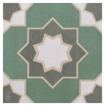 Duży matowy gres hiszpański Izmir Olive 33x33 z geometrycznym wzorem w odcieniach zieleni i beżu - zdjęcie nr: 2