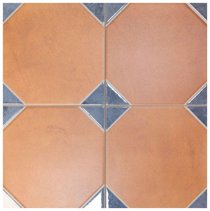 Kwadratowe płytki podłogowe Dover Cotto Blue o wymiarach 33x33 cm z geometrycznym wzorem w stylu retro - zdjęcie nr: 2