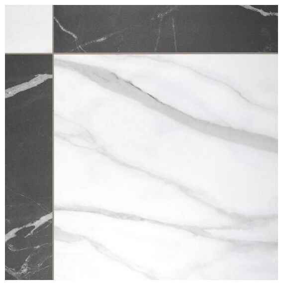 Realonda Grace Nero gres 44x44 - gres imitujący marmur do salonu i przedpokoju