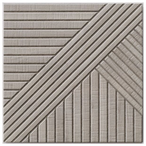Gres Tangram Wood Olive 44x44 o strukturze drewna w neutralnych odcieniach szarości i beżu
