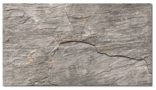 Gres Coda Grey 31x56 z matową szarą powierzchnią imitującą kamień z delikatnymi nieregularnymi wzorami