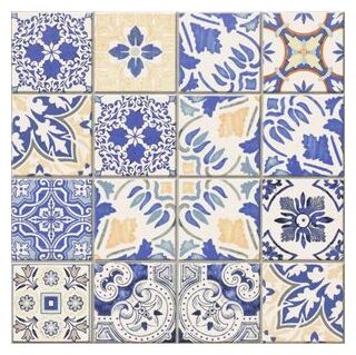 Wyrazisty patchworkowy wzór gresu Medes gres 44x44 w odcieniach niebieskiego i szarości - zdjęcie nr: 3