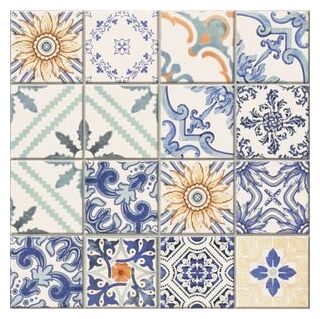 Wyrazisty patchworkowy wzór gresu Medes gres 44x44 w odcieniach niebieskiego i szarości - zdjęcie nr: 6