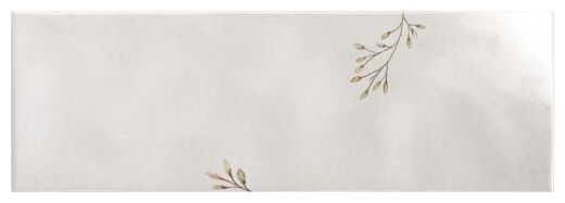 Biała płytka Zilij Deco White 15x45 z delikatnym złotym wzorem gałązek na błyszczącej powierzchni - zdjęcie nr: 2