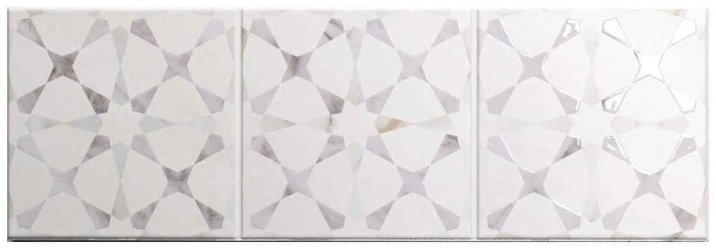 Nador gres 15x45 z geometrycznym wzorem w odcieniach bieli szarości i delikatnego brązu