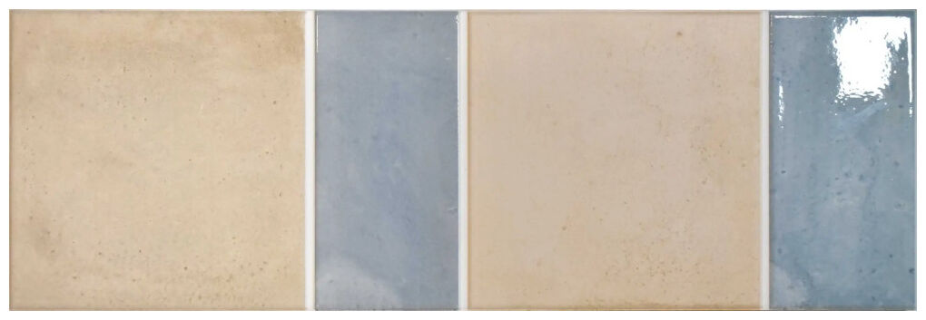 Płytki Portofino Arena SKY w formacie 15x45 z geometrycznymi wzorami w odcieniach beżu i błękitu