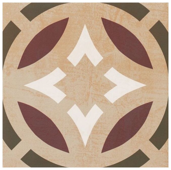 Patchworkowa płytka Hanoi MIX Decor gres 33x33 z geometryczno-roślinnymi wzorami w stonowanych barwach - zdjęcie nr: 3