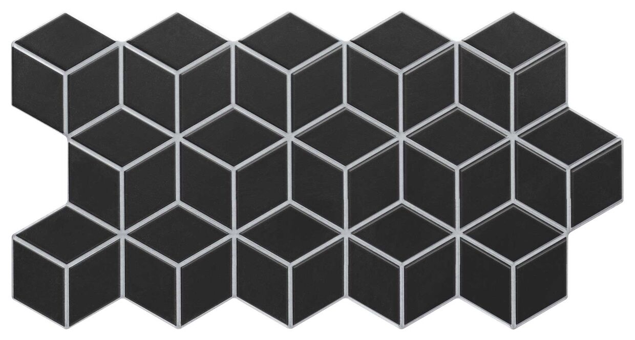 realonda rhombus black gres 26.5x51 