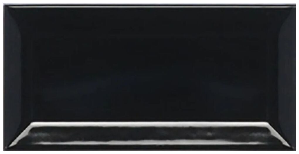 Czarna błyszcząca płytka Subway Bisel Negro Brillo z efektem 3D i fazowanymi brzegami