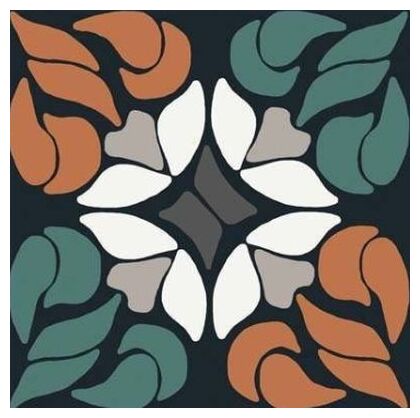 Gres FUN Autumn 01 z geometrycznym wzorem w odcieniach zieleni pomarańczy i szarości