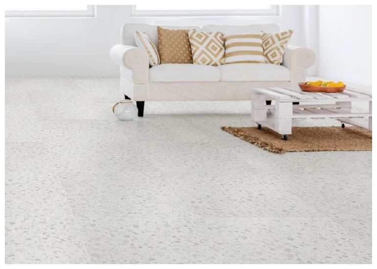 Płytki Marmette Bianco gres mat 60x60 w stylu lastryko z gładką matową powierzchnią - zdjęcie nr: 2