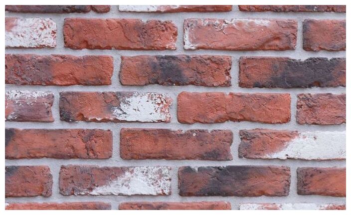 Retro Brick Smoke kamień dekoracyjny 6,4x24,5 ceglasta płytka z białymi i przydymionymi plamami