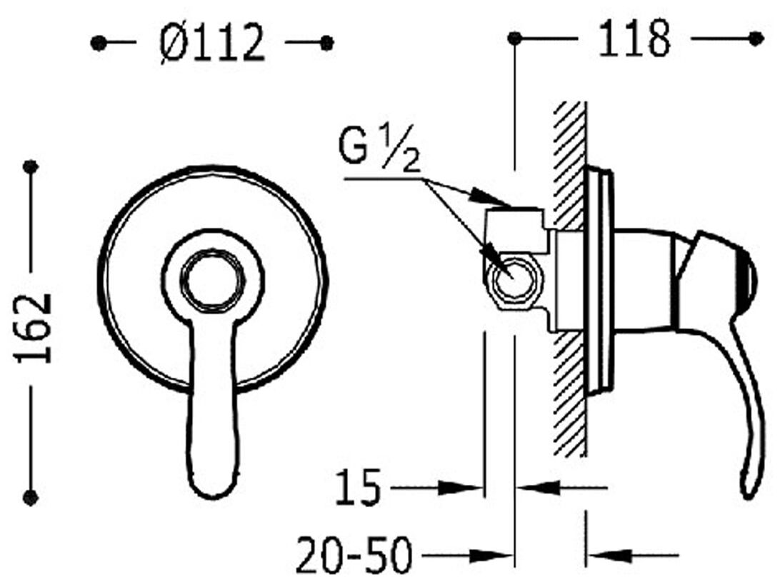 tres clasic bateria prysznicowa jednouchwytowa podtynkowa 1-drożna 24-k złoto (24217701or) - zdjęcie nr: 2