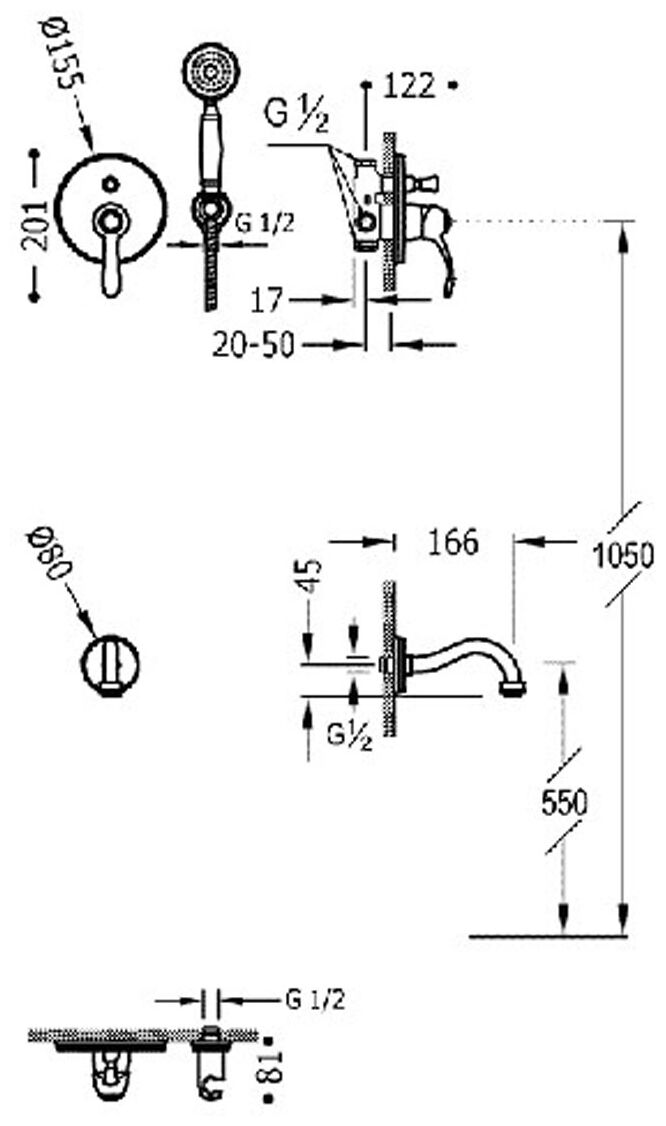 tres clasic zestaw baterii prysznicowej podtynkowej 2-drożnej 24-k złoto (24218005or) - zdjęcie nr: 2