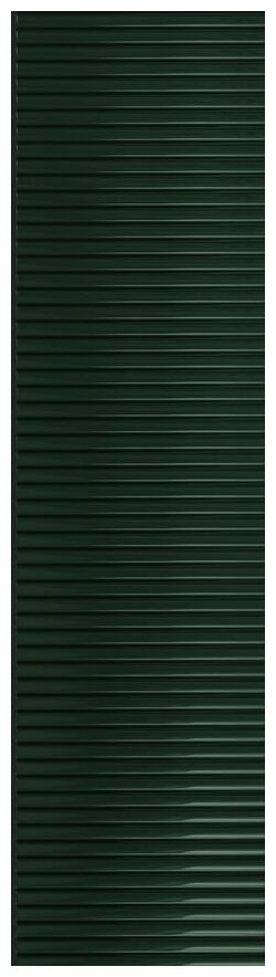 Prostokątna błyszcząca zielona płytka Tubądzin Groove Green 1 Gloss STR 7,8x29,8 cm
