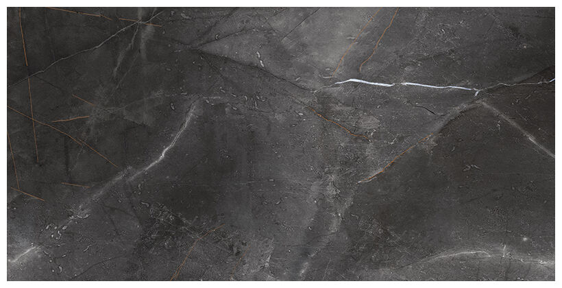 Brainstorm Black gres lappato z widocznymi jasnymi żyłkami przypominającymi naturalny kamień