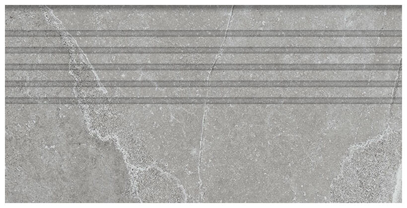Tubądzin Grand Cave Grey STR stopnica rektyfikowana 29.8x59.8x0.8 - stopnica gresowa kamieniopodobna