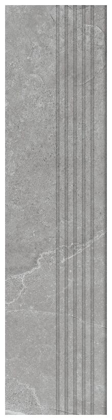 Tubądzin Grand Cave Grey STR stopnica rektyfikowana 29.8x119.8 - szara stopnica gresowa imitująca kamień