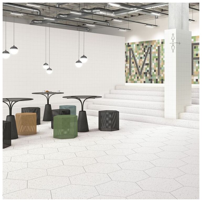 Mała matowa płytka ścienna Zepto Blanco w jasnym odcieniu bieli o wymiarach 13x13 cm - zdjęcie nr: 4