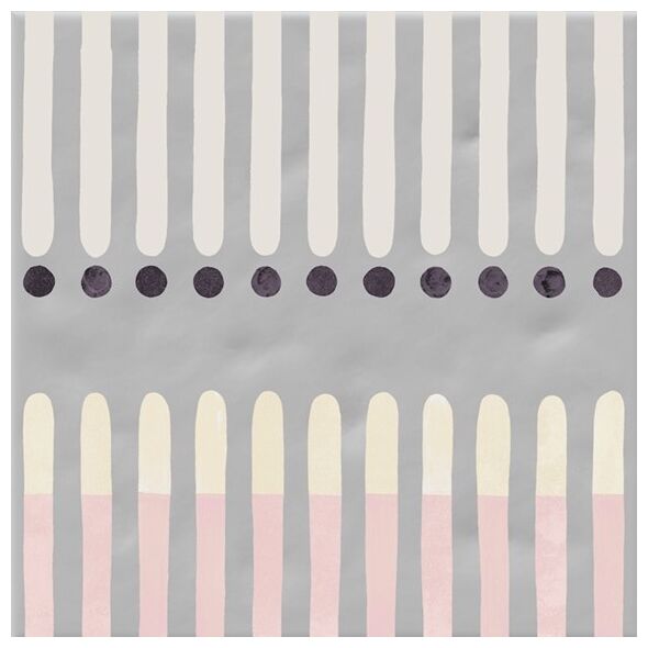 Matowa płytka Martina-M 20x20 z szarymi, kremowymi paskami i czarnymi kropkami