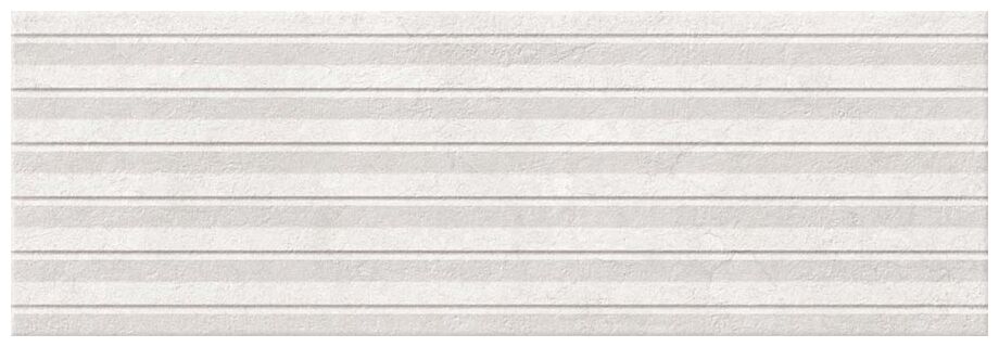 Biała matowa płytka ścienna Kitnos Blanco 25x75 z poziomymi strukturalnymi liniami