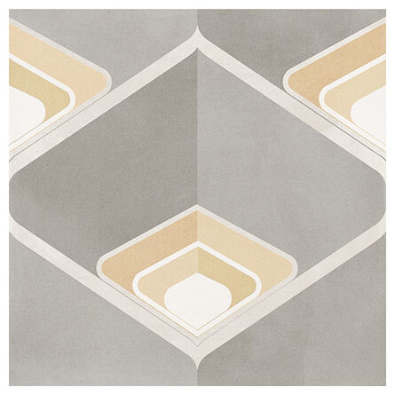 Matowy gres podłogowy Bonnie-R z geometrycznym wzorem w szaro-beżowej kolorystyce